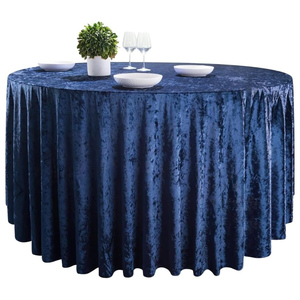 Custom <b>Round</b> Outdoors Party Banquet Wedding Spandex Velvet Woven Embroidered Durable Waterproof <b>Tablecloth</b> - Product Image 1