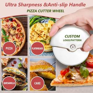 अनुकूलित लोगो पिज्जा घूर्णन स्लाइसर 304 स्टेनलेस स्टील पिज्जा चाकू तेज ब्लेड स्टेनलेस स्टील एकल 8 सेमी पिज्जा कटर व्हील - Product Image 5