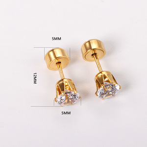 Stainless Steel Bell Shape <b>Earrings</b> With <b>Crystal</b> Prong Setting For Women Party Jewelry <b>Studs</b> Cartilage Piercing <b>Earrings</b> - Product Image 3