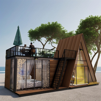 Villa moderne de luxe à ossature A, à faible hauteur, isolée thermiquement, modulaire, préfabriquée, petite maison triangulaire, appartement, ferme, salon
