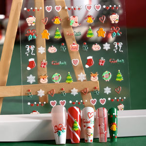 Autocollants pour ongles en 3D en gros, thème de Noël, dessin animé, Père Noël, pain d'épices, autocollants pour ongles écologiques et sûrs pour la <span class=keywords><strong>manucure</strong></span> DIY - Product Image 3