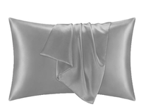 Vente en gros de taie d'oreiller en satin de soie avec logo personnalisé, taie d'oreiller de couleur unie grise pour dormir, style moderne pour la maison
