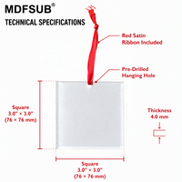 Ornements en acrylique pour sublimation, 76x76mm, 4mm, personnalisables, certifiés REACH, MDFSUB