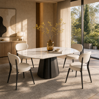 Table à manger italienne rotative et rétractable, table à manger circulaire multifonctionnelle, ensemble de table à manger extensible