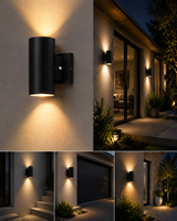 Lampe murale LED extérieure en aluminium moulé sous pression IP65 avec bouton-poussoir, certifiée ETL CETL, verre trempé pour villa, directement de l'usine de Zhongshan