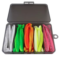 Ensemble de leurres souples artificiels à queue en T de 5,5 cm, 7 cm, 9 cm, 12 cm, 31 pièces, 33 pièces, 51 pièces, 81 pièces, avec hameçons de pêche en plomb, leurres en PVC, appâts souples pour rivière