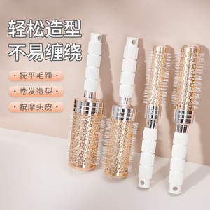Brosse à cheveux électrique avec rouleaux à picots pour boucler et coiffer les franges, en ABS, finition dorée - Product Image 1