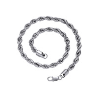 Usine vente chaude PVD 18K or argent métal couleur placage Hip Hop 8mm largeur acier inoxydable corde ronde chaîne collier