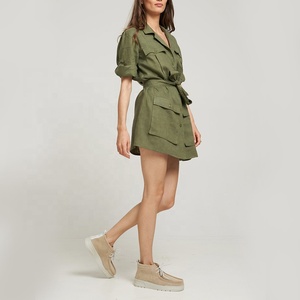 Robe d'été avec poches et manches retroussées Robes décontractées Robes pour femmes - Product Image 3