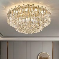 Plafonnier en métal et cristal pour le salon, style moderne, décoration d'intérieur, lustre nordique, plafonnier LED moderne