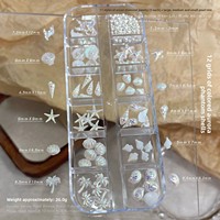 Cy1328 Kit d'accessoires pour nail art en résine étoile de mer à 12 compartiments, best-seller transfrontalier, strass à dos plat DIY pour décoration de nail art