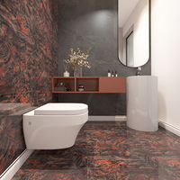 Carrelage de sol en marbre de porcelaine poli émaillé de couleur rouge foncé de 600x600, design marbre