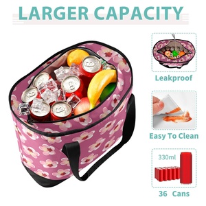 Nouvel Arrivage Sac Isotherme Rose à Motifs Floraux pour Voyage et Extérieur, Personnalisable, Anti-fuite, Sac de Courses et de Livraison Alimentaire Thermique - Product Image 4