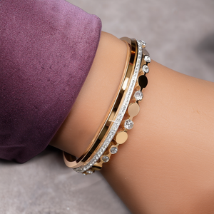 Fashion Bangle 316L Stainless Steel PVD Gold Plating <b>Crystal</b> Inlay Women's Jewelry <b>Bracelet</b> - Product Image 3