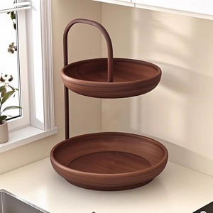 Panier de rangement à plusieurs niveaux, 2 niveaux, rond, pour comptoir de cuisine, organisateur de légumes, d'ail et d'oignons verts, gain de place - Product Image 1