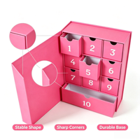 Maßgefertigter 10-Schubladen Umweltfreundlicher Adventskalender aus Hartpappe Countdown-Geschenkbox mit Magnetverschluss für Kosmetik, Schokolade, Süßigkeiten