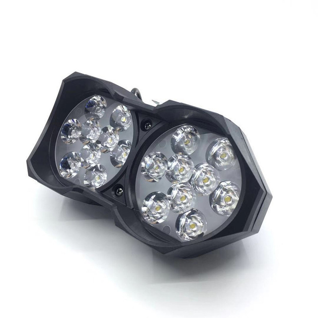 30W Motorcycle Scooter Universal 18 LED Spotlights Moto External Head Lamp Headlights