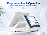 Systèmes de point de vente à écran tactile capacitif double 15,6''+11,6'' très demandés, systèmes POS Windows, caisse enregistreuse POS pour les entreprises de vente au détail