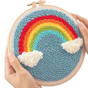 Kits de crochet à lanières DIY pour enfants, kits de loisirs créatifs pour débutants, kit de tricot et de broderie, kit de démarrage pour la broderie au poinçon avec aiguille à poinçonner - Product Image 3