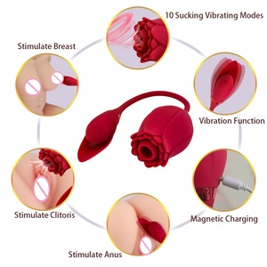 Dual-Function Cute Rose Flower Licking Tongue <b>Vibrator</b> for Women with 10-Speed Waterproof USB Rechargeable - Product Image 4