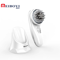 Brosse à cheveux électrique professionnelle Meiboyi pour massage du cuir chevelu, applicateur d'huile pour le cuir chevelu, peigne vibrant, lumière LED bleue et rouge