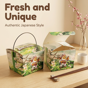 Boîtes en papier pour la restauration rapide personnalisées avec poignées, impression par laminage, boîtes d'emballage pour le déjeuner - Product Image 1