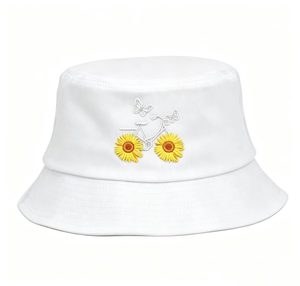 Sombrero de Pescador Casual con Bordado de Girasol para Hombres y Mujeres, Protección Solar para Exteriores, Venta al Por Mayor - Product Image 2