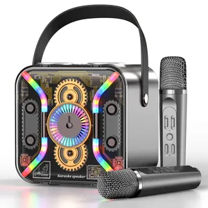 Karaoke Machine Met Microfoon En Bluetooth Karaoke Speakers Mech-Stijl Met Led Geschikt Voor Outdoor Feest Karaoke Spelers