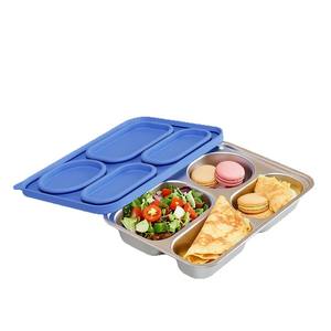 Multi-functional Modern Design Tableware Stainless Steel Plastic Fast Food Tray Grid <b>Lunch</b> <b>Box</b> Solid Tableware Tray - Product Image 3