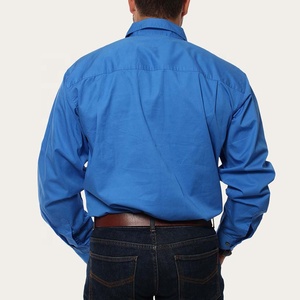 BAOLA Factory Price Quality Workwear Australia Cowboy Blue <strong>Shirt</strong> Work Cotton <strong>Half</strong> <strong>Button</strong> <strong>Shirts</strong> Long Sleeve <strong>Shirts</strong> with Pockets - Product Image 4
