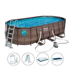 Bestway 56716 extérieur 18ft * 9ft * 48in <span class=keywords><strong>piscine</strong></span> ovale Swim Vista cadre métallique rectangulaire équipement de <span class=keywords><strong>piscine</strong></span> structurel hors sol - Product Image 2