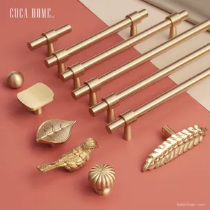 CUCA Solid Brass Kitchen Cabinet Furniture Pull Handle Customized Knob Finish Brass Wardrobe Handles Pull Drawer Knobs