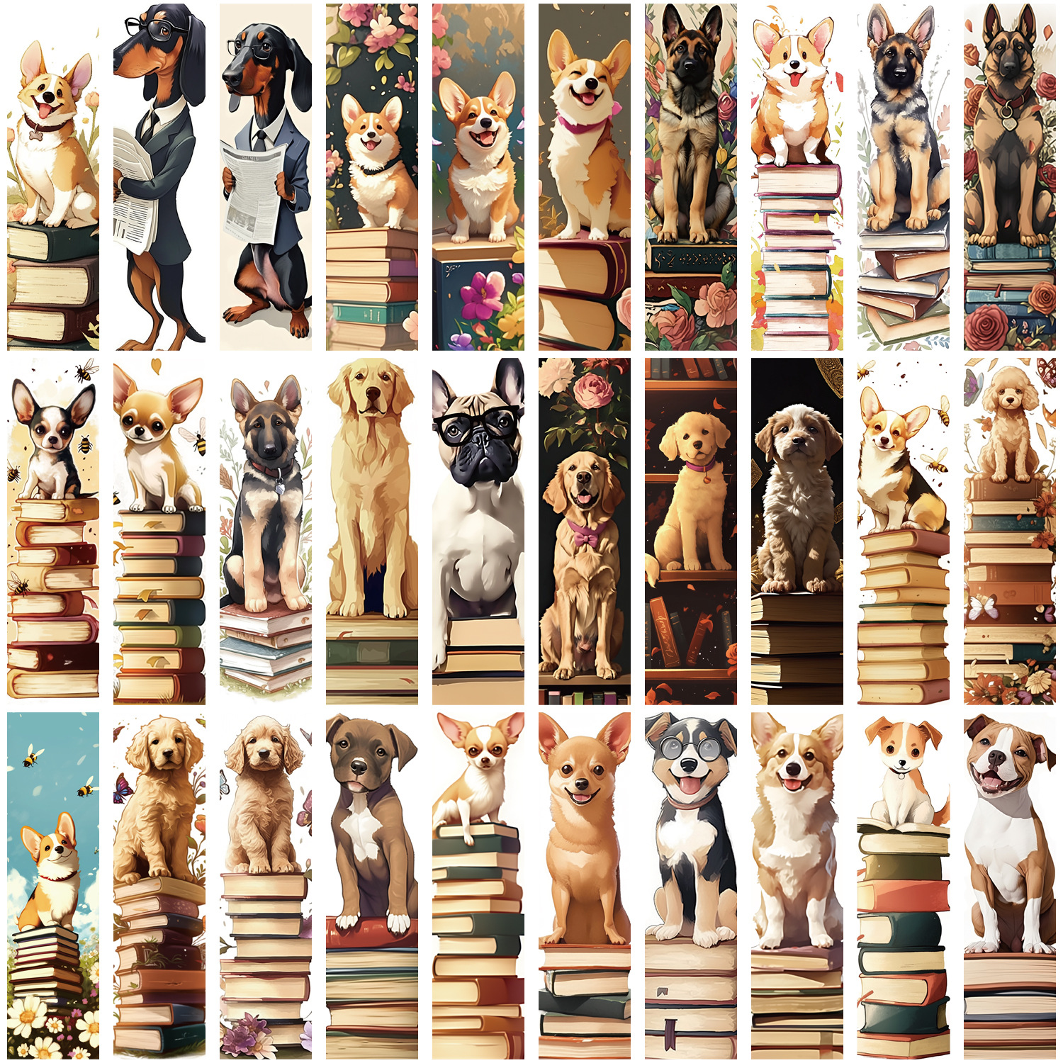 ที่คั่นหนังสือรูปสุนัขสีสันสดใส 11 ชิ้น