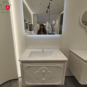 French-style white bathroom <b>cabinet</b> glass storage mirror <b>cabinet</b> white countertop sink <b>wall</b>-<b>mounted</b> <b>cabinet</b> body - Product Image 4