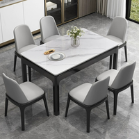 Table à manger rectangulaire en bois massif et chaises assorties Bjflamingo, table à manger rectangulaire marron luxueuse