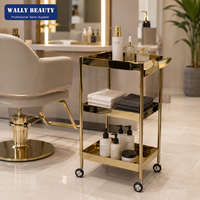 Chariot de Salon de Beauté de Luxe Doré de Haute Qualité à 3 Niveaux avec Roulettes