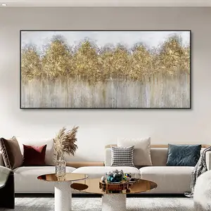 Popular golden landscape acrylic painting 100% hand painted abstract textured canvas wall art