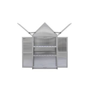 Kit de mini-serre DB pour l'intérieur et l'extérieur, support pour plantes en PE et bois traité sous pression, style traditionnel gris, serre de jardin - Product Image 5
