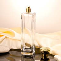 Flacon de parfum en verre transparent haut de gamme, design unique et luxueux, avec bouchon doré, vaporisateur longue durée, diffuseur à bâtonnets pour sérigraphie