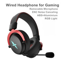 Gaming-Kopfhörer mit RGB Over-Ear Kabelgebundenes Headset mit ENC Geräuschunterdrückung Abnehmbarem Mikrofon Aluminium-Kopfbügel Verstellbar