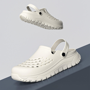 One-Piece Molded EVA Clogs for Men Cream White Cushioned Garden <b>Shoes</b> Non-Slip Breathable Work Slippers for Indoor Outdoor - Product Image 3