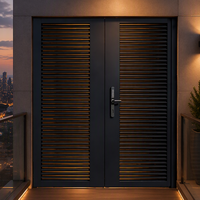 Portail à persiennes en alliage d'aluminium personnalisé, minimaliste, pour cour de villa, surface peinte électrostatiquement, commande manuelle