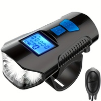 Lampu Depan Sepeda Isi Ulang USB dengan Speedometer LCD, Klakson Elektrik 6 Suara, 4 Mode Lampu, Kontrol Jarak Jauh