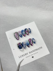 Venta al por mayor, 10 Uds., uñas de gel pintadas a mano, hermosas Uñas acrílicas hechas a mano de lujo, prensa de alta calidad - Product Image 4