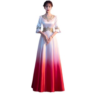 Women Long Dress White Stage Performance Choir Costume 3D Stereoscopic Patterns Adult General Purpose Type - Product Image 5