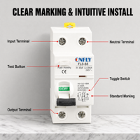 Disjoncteur différentiel électronique et magnétique CNFLY ID 2 pôles 40A 63A 230V avec protection Li, montage sur rail, certifié CE IEC60947-2 6KA