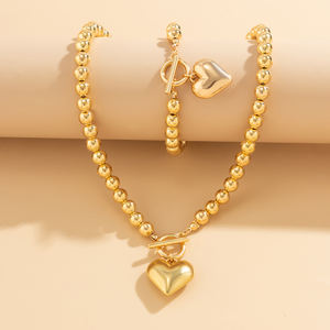 سحر CCB مطرز بالخرز قلب الخوخ قلادة سوار مجموعة للنساء العصرية ملابس الشارع اكسسوارات الموضة هدايا - Product Image 5