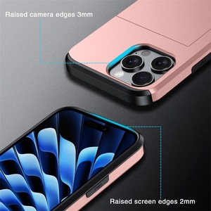 2025 2-in-1 inserto scorrevole in TPU morbido porta carta per portafoglio custodia per telefono per <span class=keywords><strong>iPhone</strong></span> 17 16 15 14 13 Pro Max compatibile 7 Plus - Product Image 2