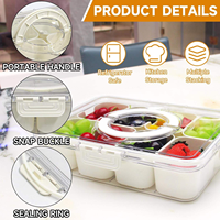 Boîte de rangement alimentaire portable, plateau de service divisé, plateaux à collation pour fruits, noix, boîte de rangement pour aliments, boîte à collation