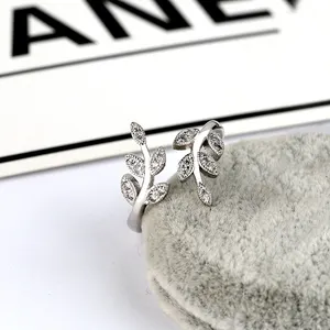 Anel de prata esterlina 925, joia personalizada princesa azeitona folha anel de noivado